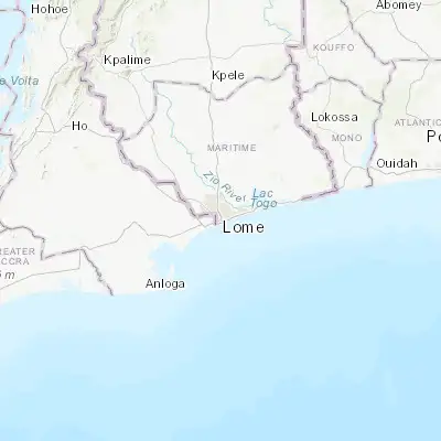 Map showing location of Lomé (6.128740, 1.221540)