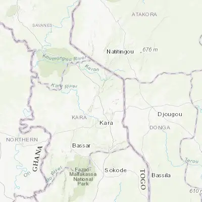 Map showing location of Niamtougou (9.768060, 1.105280)