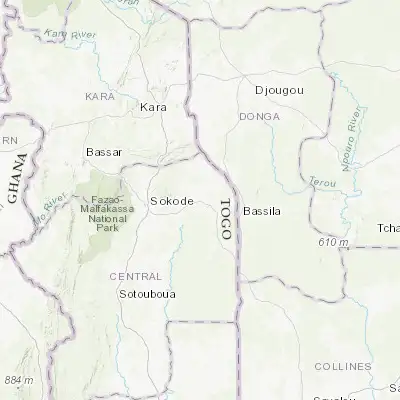 Map showing location of Tchamba (9.033330, 1.416670)