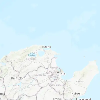 Map showing location of Al Matlīn (37.245160, 10.050000)