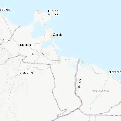Map showing location of Ben Gardane (33.137830, 11.219650)