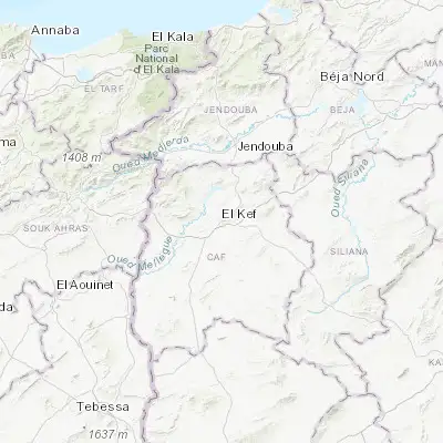 Map showing location of El Kef (36.174240, 8.704860)