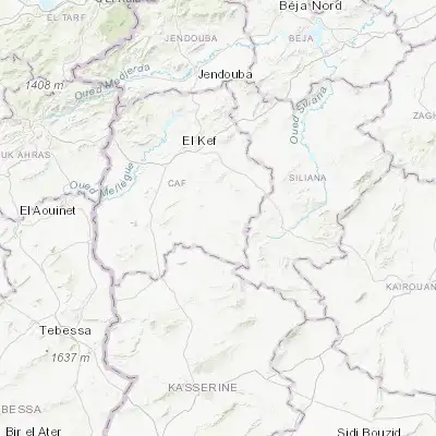 Map showing location of El Ksour (35.896070, 8.884930)