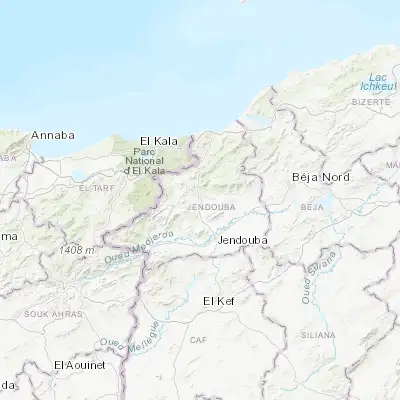 Map showing location of Fernana (36.655470, 8.696020)