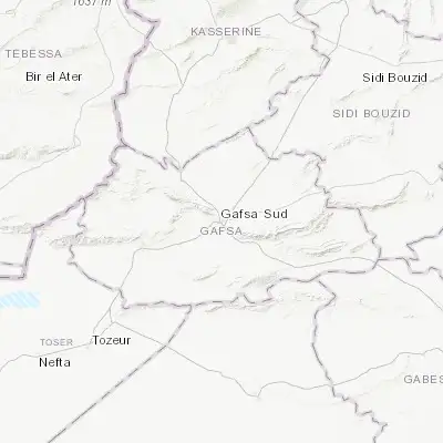 Map showing location of Gafsa (34.425000, 8.784170)
