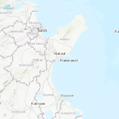 Map showing location of Hammamet (36.400000, 10.616670)