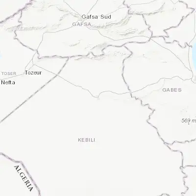 Map showing location of Kebili (33.704390, 8.969030)