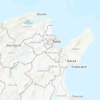 Map showing location of La Mohammedia (36.674460, 10.156330)