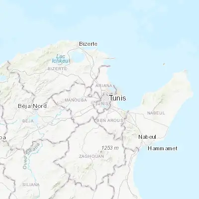 Map showing location of Manouba (36.810060, 10.095570)