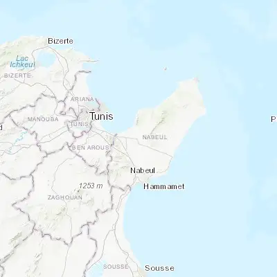 Map showing location of Mennzel Bou Zelfa (36.683120, 10.584310)