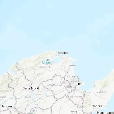 Map showing location of Menzel Abderhaman (37.237370, 9.863130)