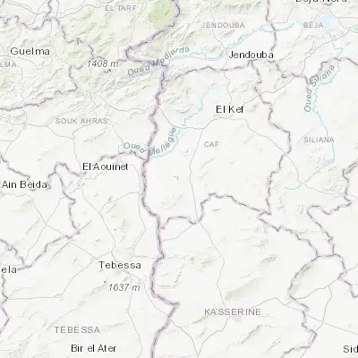 Map showing location of Menzel Salem (35.856730, 8.476540)