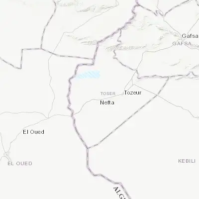 Map showing location of Nefta (33.873090, 7.877650)