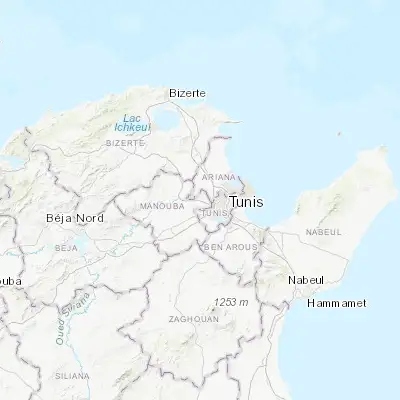 Map showing location of Oued Lill (36.834080, 10.040570)