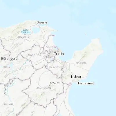 Map showing location of Radès (36.769460, 10.274680)