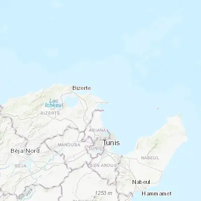 Map showing location of Rafrāf (37.190430, 10.183650)