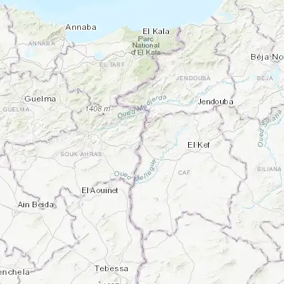 Map showing location of Sakiet Sidi Youssef (36.222920, 8.355470)