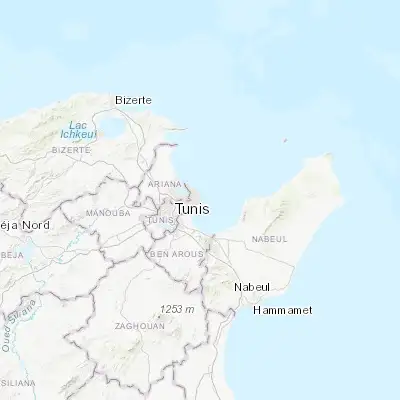 Map showing location of Sidi Bou Saïd (36.868700, 10.341740)