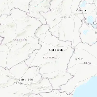 Map showing location of Sidi Bouzid (35.038230, 9.484940)