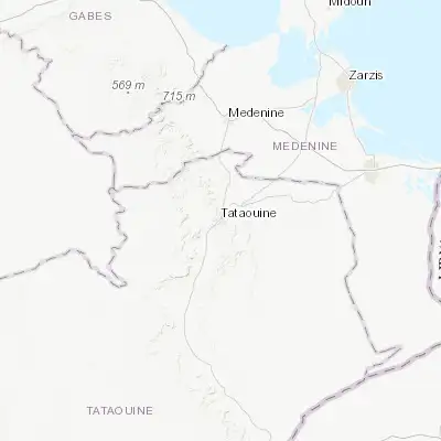 Map showing location of Tataouine (32.929670, 10.451770)