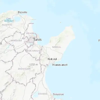 Map showing location of Zaouiat Djedidi (36.643750, 10.574280)