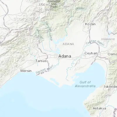 Map showing location of Adana (36.986150, 35.325310)