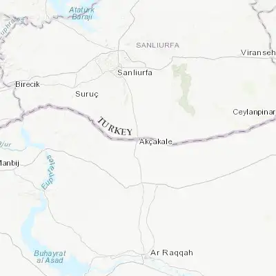 Map showing location of Akçakale (36.711110, 38.947500)