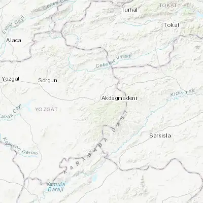 Map showing location of Akdağmadeni (39.660280, 35.883610)