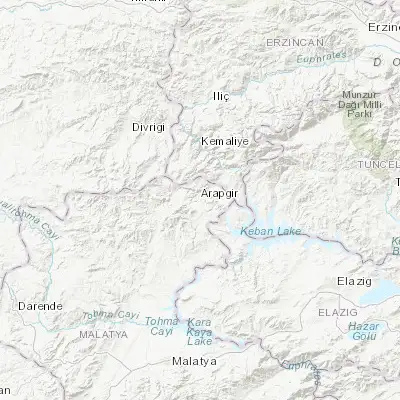 Map showing location of Arapgir (39.041170, 38.495160)