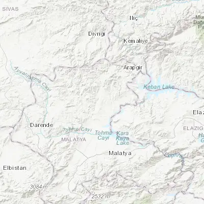 Map showing location of Arguvan (38.773750, 38.263280)