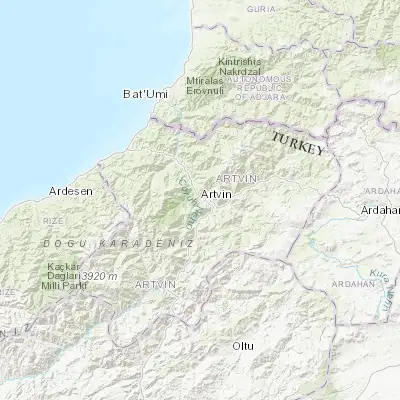 Map showing location of Artvin (41.181610, 41.821720)