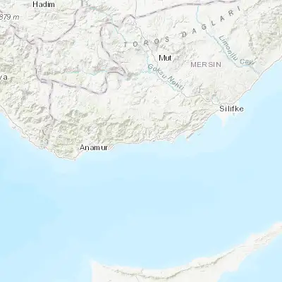 Map showing location of Aydıncık (36.143700, 33.320160)