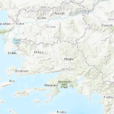 Map showing location of Bayır (37.267740, 28.216770)