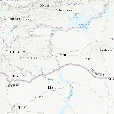 Map showing location of Birecik (37.025770, 37.978410)