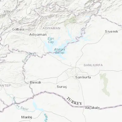 Map showing location of Bozova (37.362500, 38.526670)