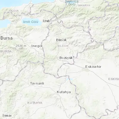 Map showing location of Bozüyük (39.907780, 30.036670)