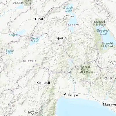 Map showing location of Bucak (37.459170, 30.595000)