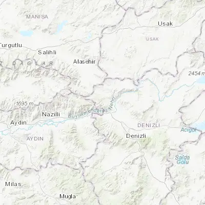 Map showing location of Buldan (38.045000, 28.830560)
