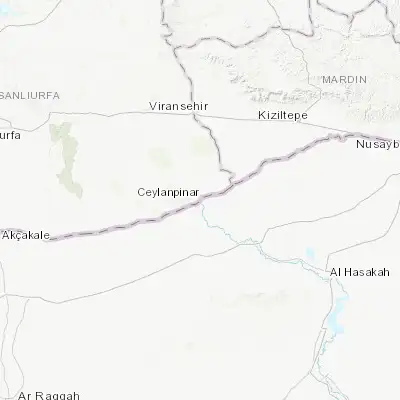 Map showing location of Ceylanpınar (36.847220, 40.050000)