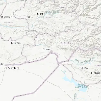 Map showing location of Cizre (37.330240, 42.184840)