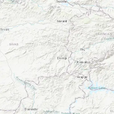 Map showing location of Divriği (39.371000, 38.113700)