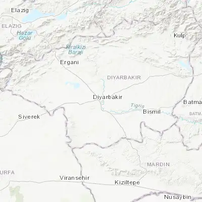 Map showing location of Diyarbakır (37.913630, 40.217210)