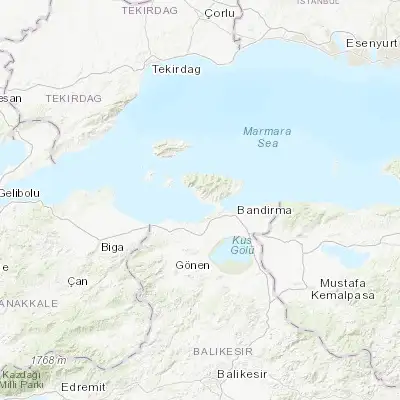Map showing location of Erdek (40.399600, 27.793480)
