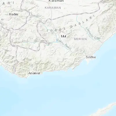 Map showing location of Gülnar (36.341480, 33.399210)