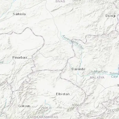 Map showing location of Gürün (38.722250, 37.270970)