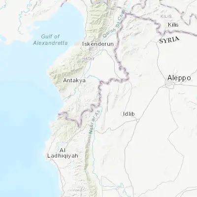 Map showing location of Hacıpaşa (36.069070, 36.370760)