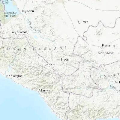Map showing location of Hadim (36.987760, 32.456740)