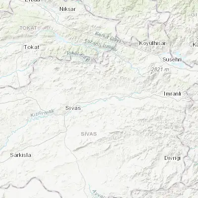 Map showing location of Hafik (39.856390, 37.386390)