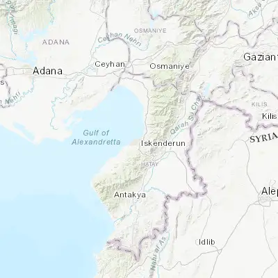 Map showing location of İskenderun (36.587180, 36.173470)