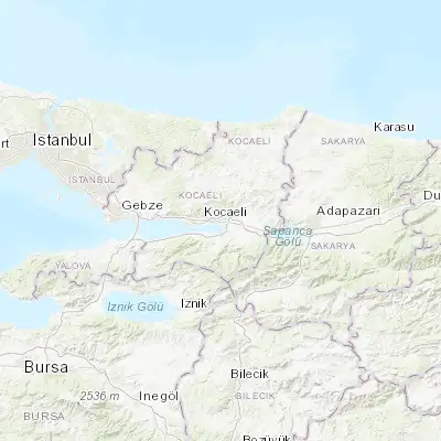 Map showing location of İzmit (40.764990, 29.929280)